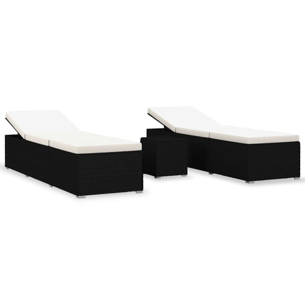 liggestole 3 dele med tebord polyrattan sort