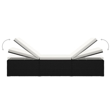 liggestole 3 dele med tebord polyrattan sort