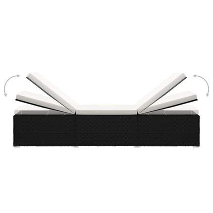 liggestole 3 dele med tebord polyrattan sort