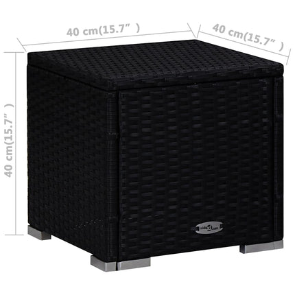 liggestole med tebord 3 dele polyrattan sort