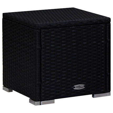 liggestole med tebord 3 dele polyrattan sort