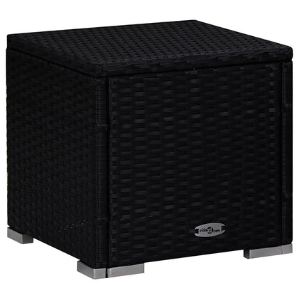 liggestole med tebord 3 dele polyrattan sort