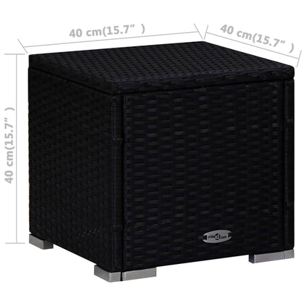 liggestole med tebord 3 dele polyrattan sort