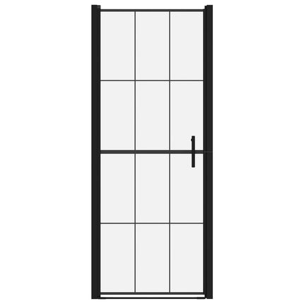 brusedør 81 x 195 cm hærdet glas sort