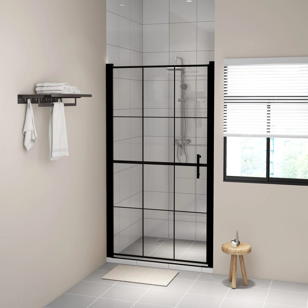 brusedør 100x178 cm hærdet glas sort billede