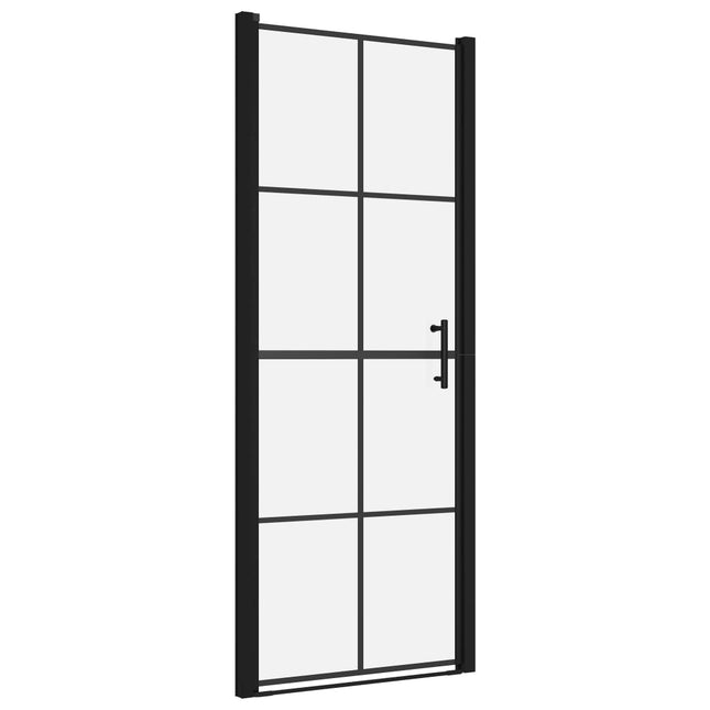 brusedør 81x195 cm hærdet glas sort