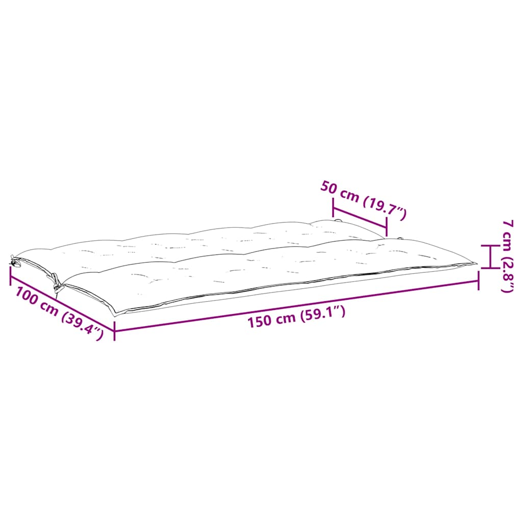 hynde til havebænk 150x(50+50)x7 cm oxfordstof grå