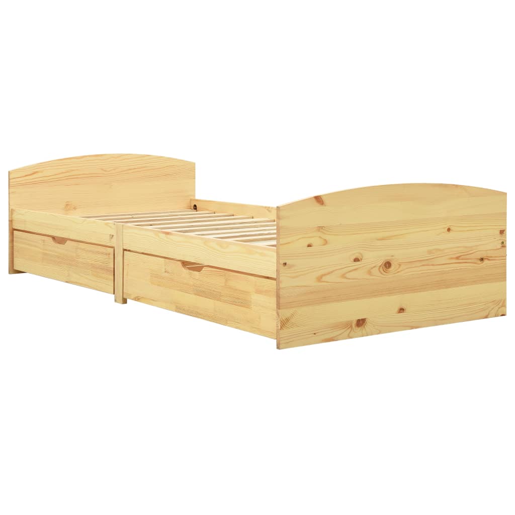 sengeramme med 2 skuffer 90x200 cm massivt fyrretræ