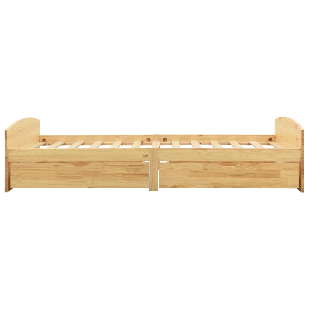 sengeramme med 2 skuffer 90x200 cm massivt fyrretræ