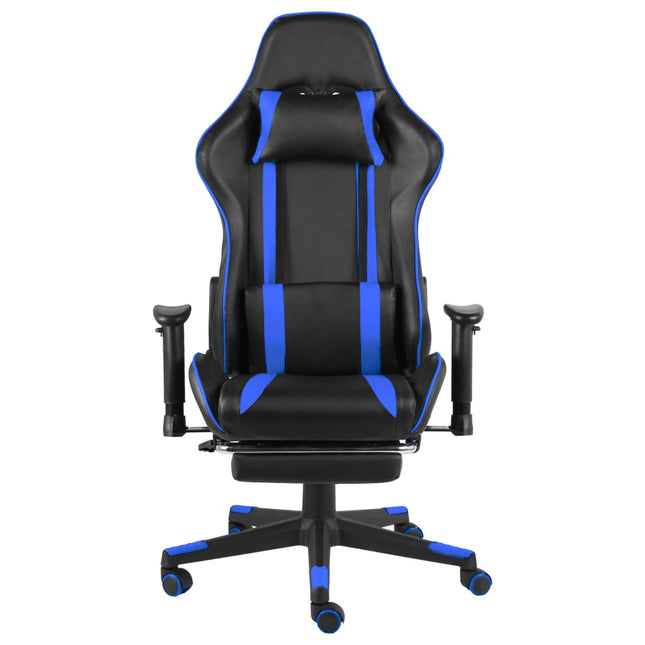 drejelig gamingstol med fodstøtte PVC blå