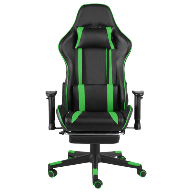 drejelig gamingstol med fodstøtte PVC grøn