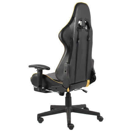 drejelig gamingstol med fodstøtte PVC guldfarvet