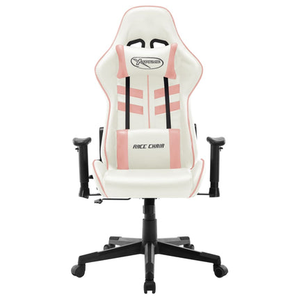 gamingstol kunstlæder hvid og pink