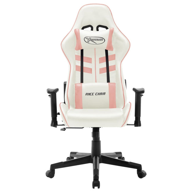 gamingstol kunstlæder hvid og pink