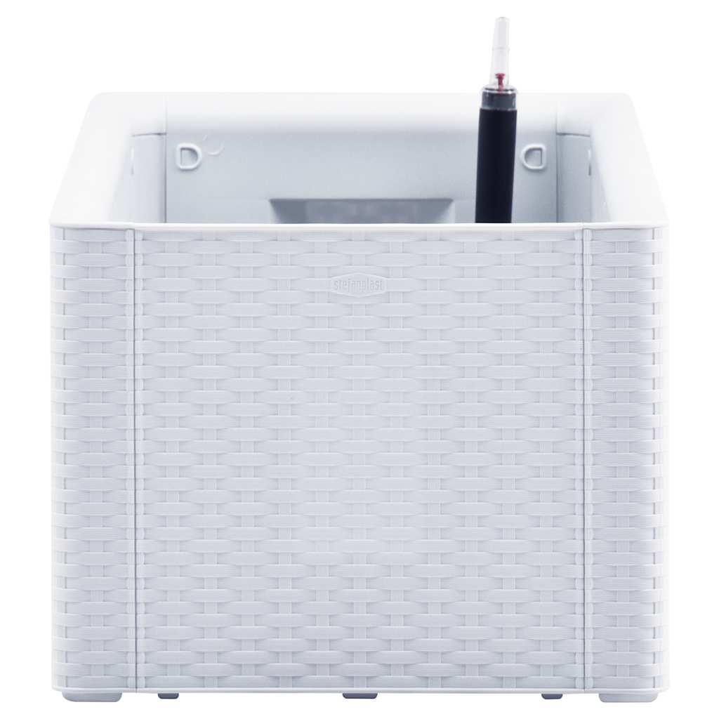 højbed med automatisk vandingssystem 100x43x33 cm hvid