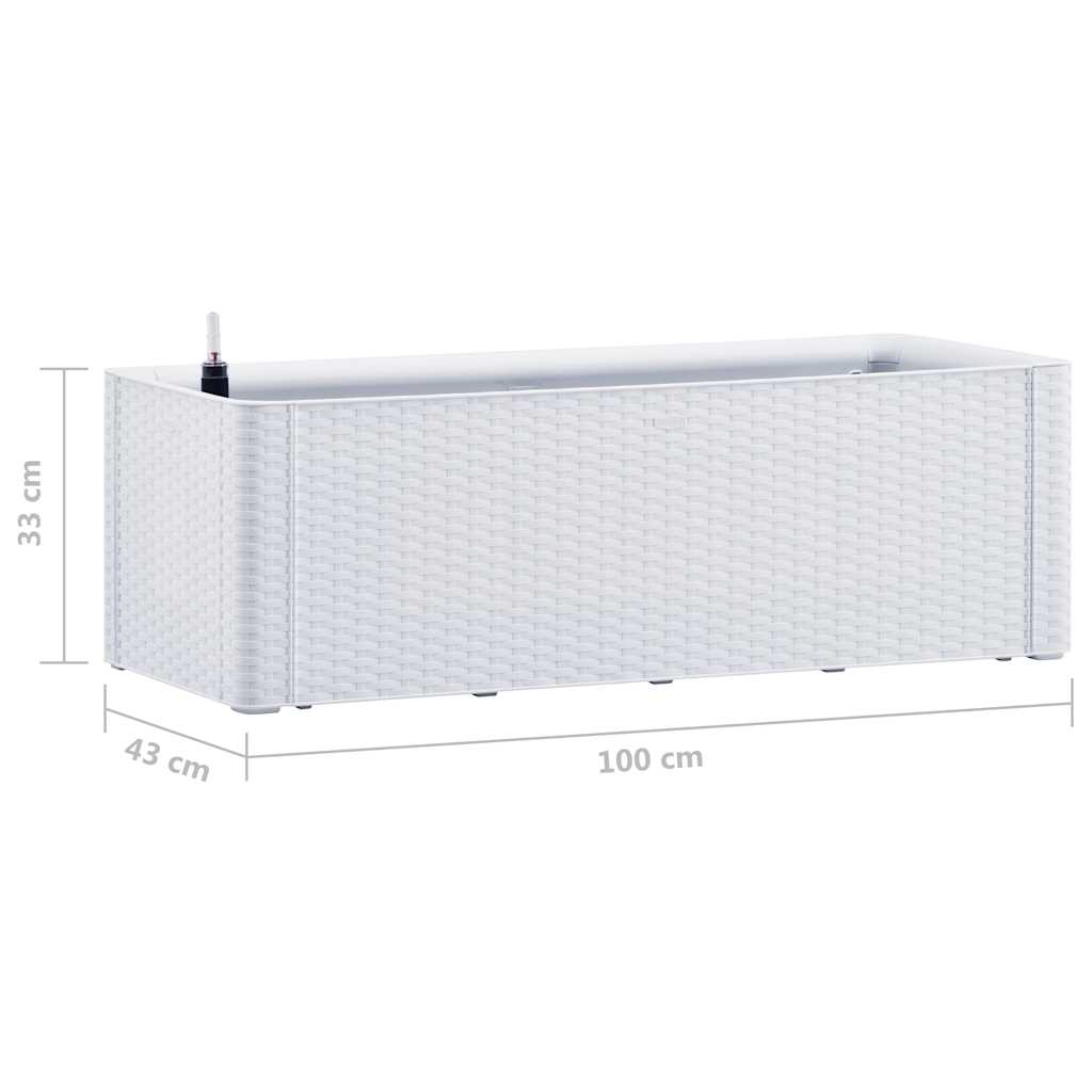 højbed med automatisk vandingssystem 100x43x33 cm hvid