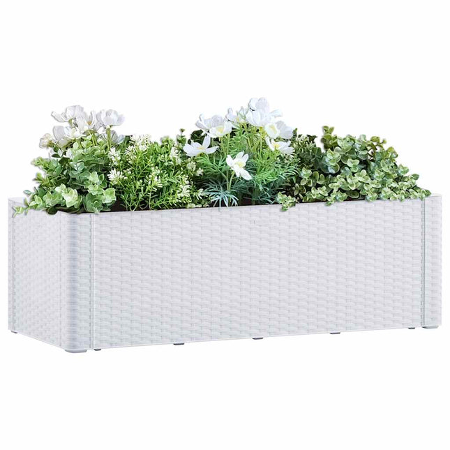 højbed med automatisk vandingssystem 100x43x33 cm hvid