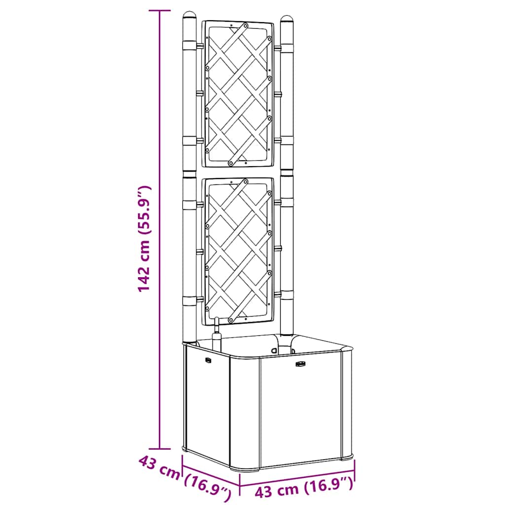 højbed med espalier og automatisk vandingssystem mokkafarvet
