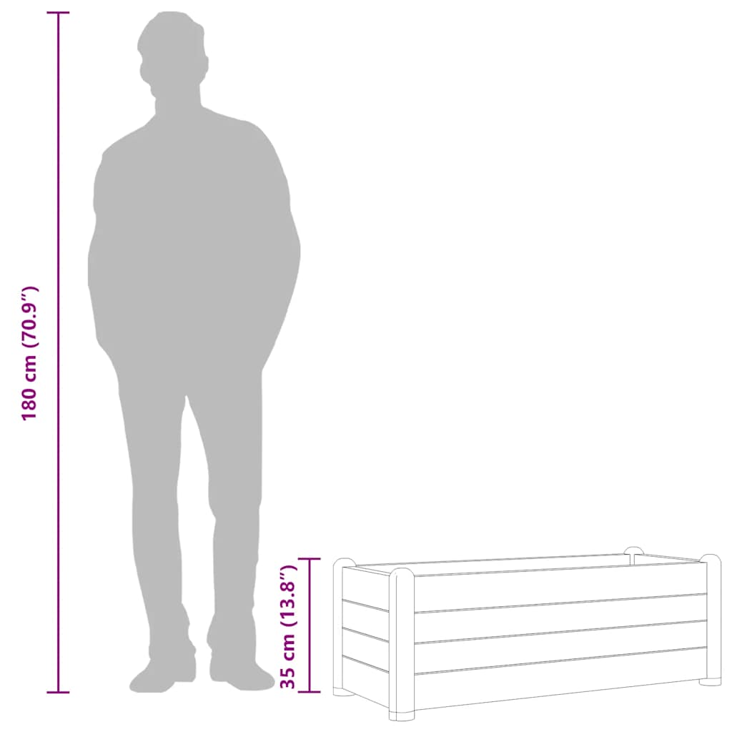 højbed 100x43x35 cm PP antracitgrå
