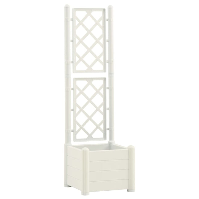 plantekasse med espalier 43x43x142 cm PP hvid