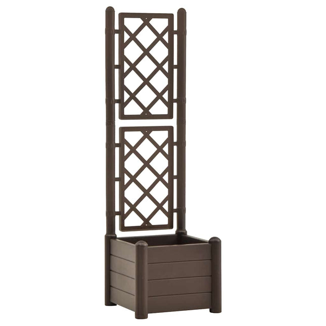 plantekasse med espalier 43x43x142 cm PP mokkafarvet