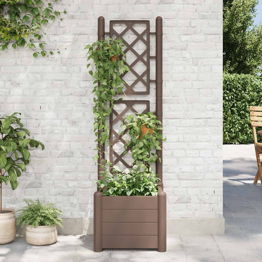 plantekasse med espalier 43x43x142 cm PP mokkafarvet