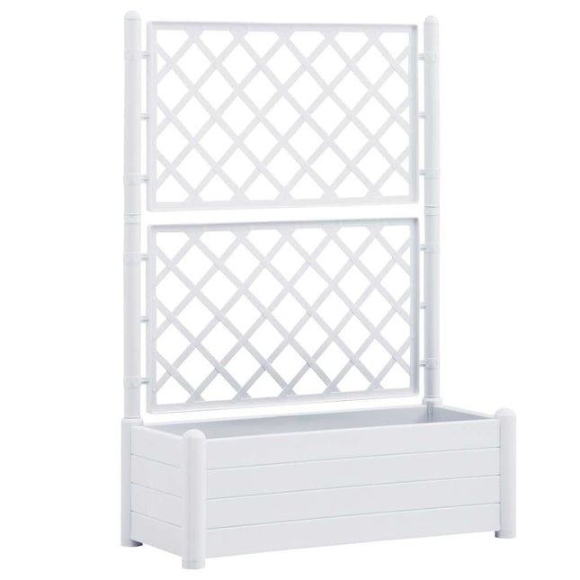 plantekasse med espalier 100x43x142 cm PP hvid