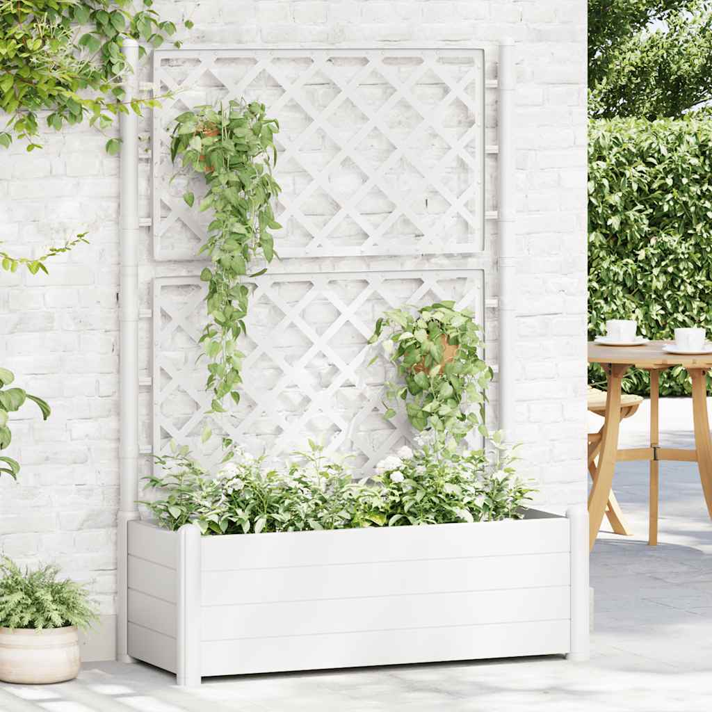 plantekasse med espalier 100x43x142 cm PP hvid