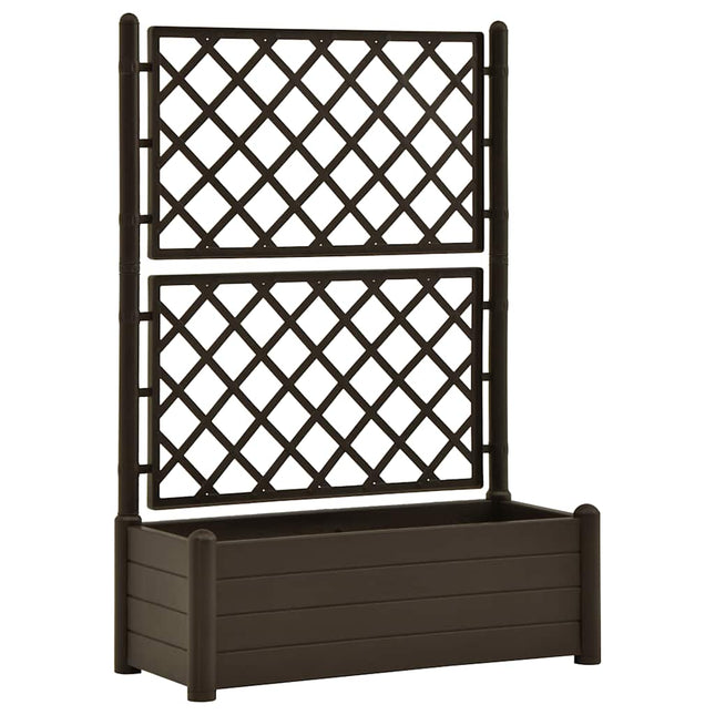 plantekasse med espalier 100x43x142 cm PP mokkafarvet