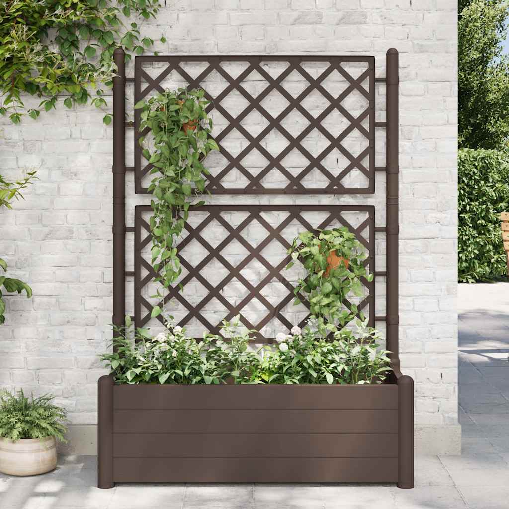 plantekasse med espalier 100x43x142 cm PP mokkafarvet