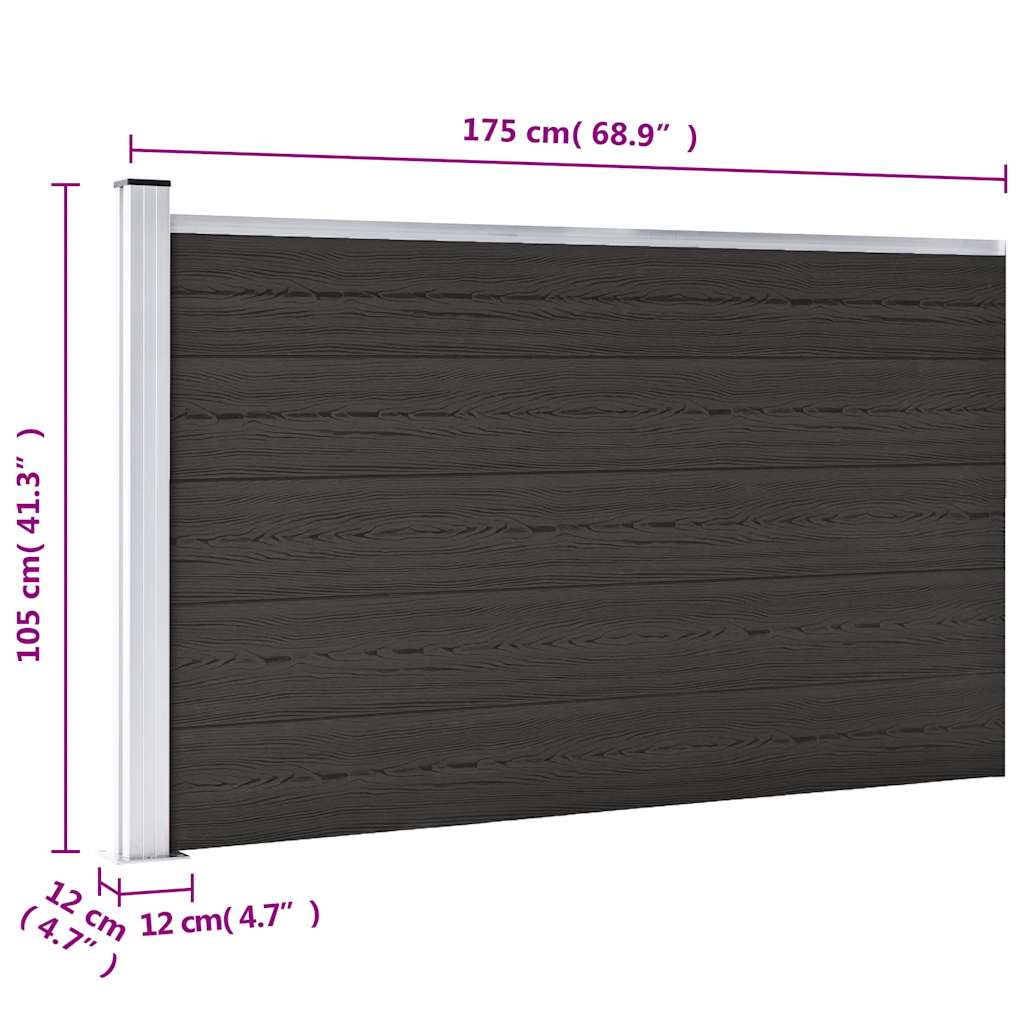 hegnspanel 175x105 cm WPC sort