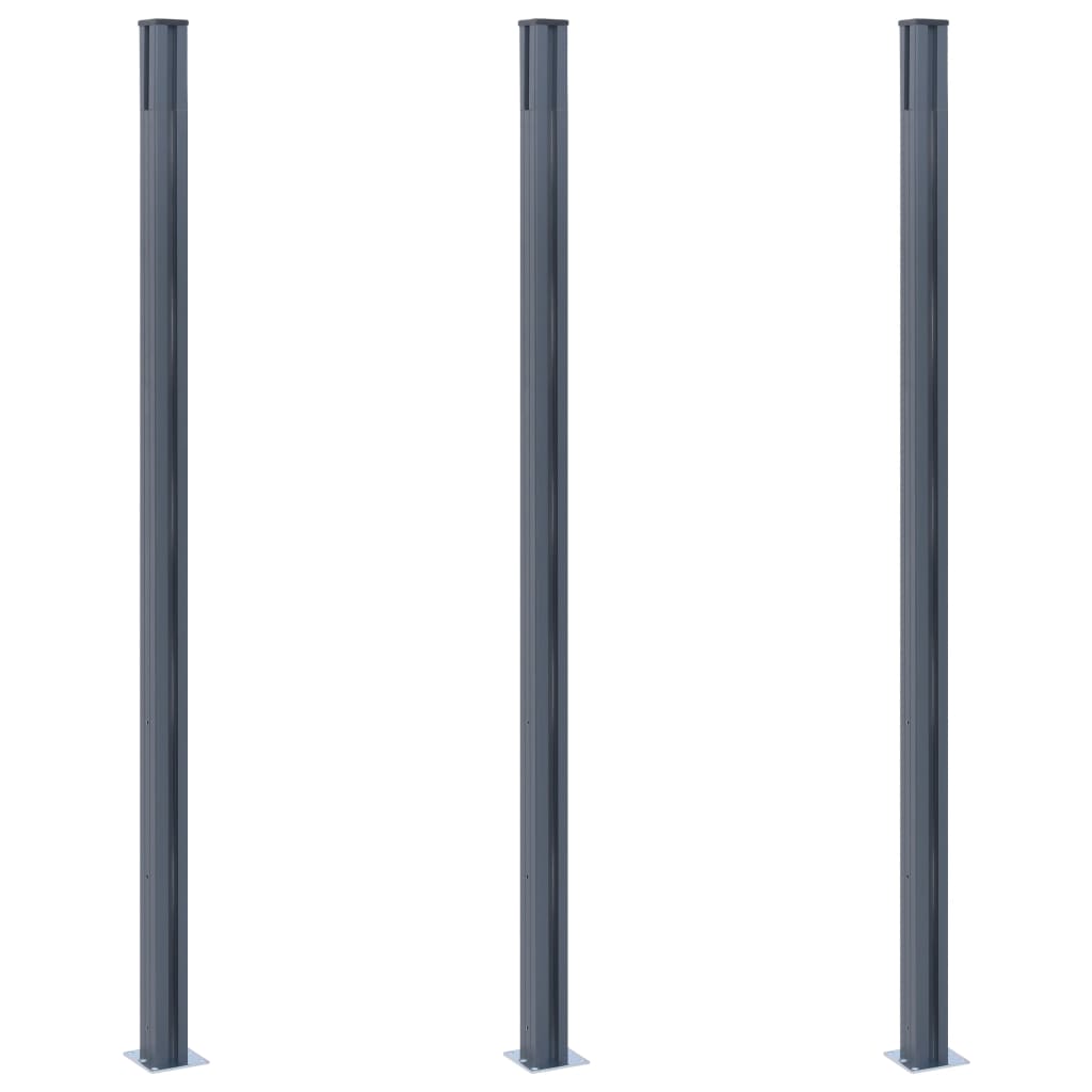 hegnspæle 3 stk. 185 cm aluminium mørkegrå
