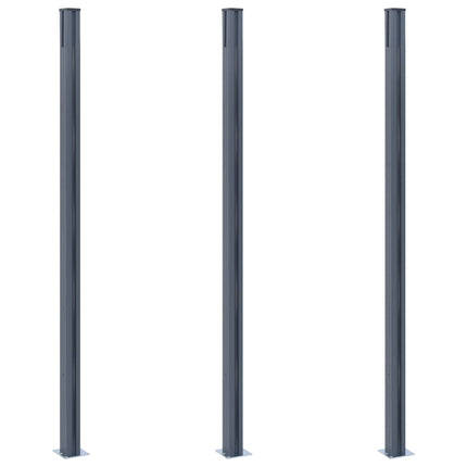 hegnspæle 3 stk. 185 cm aluminium mørkegrå