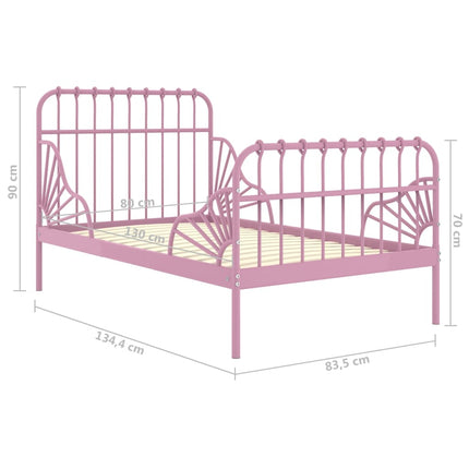 udvideligt sengestel 80x130/200 cm metal pink
