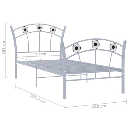 sengestel 90x200 fodbolddesign metal grå