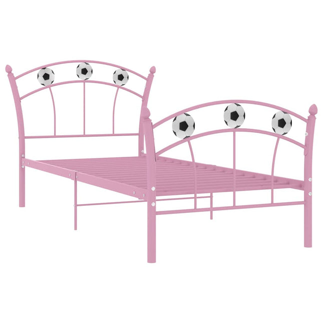 sengestel 90x200 fodbolddesign metal pink