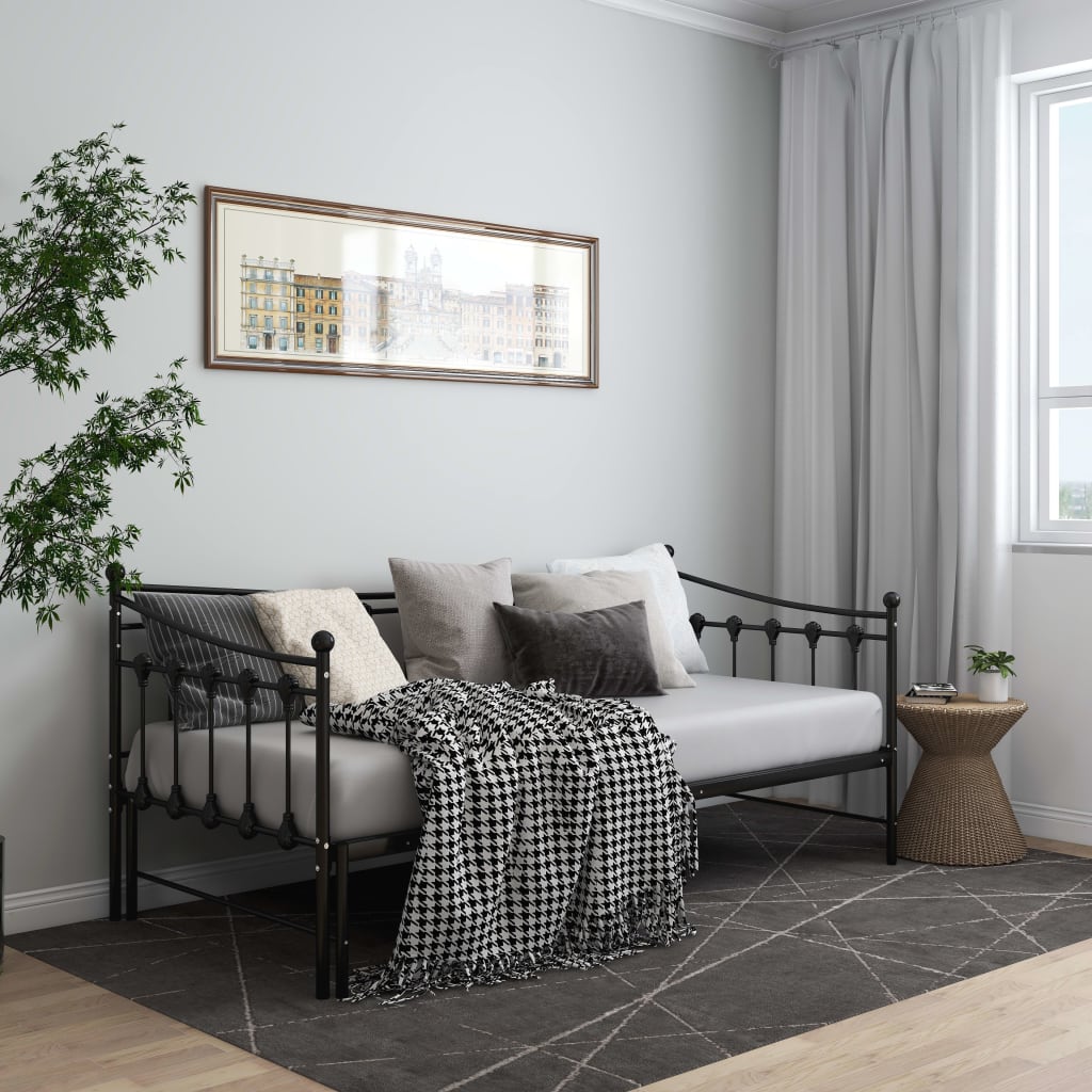 sengestel til udtræksseng 90x200 cm metal sort