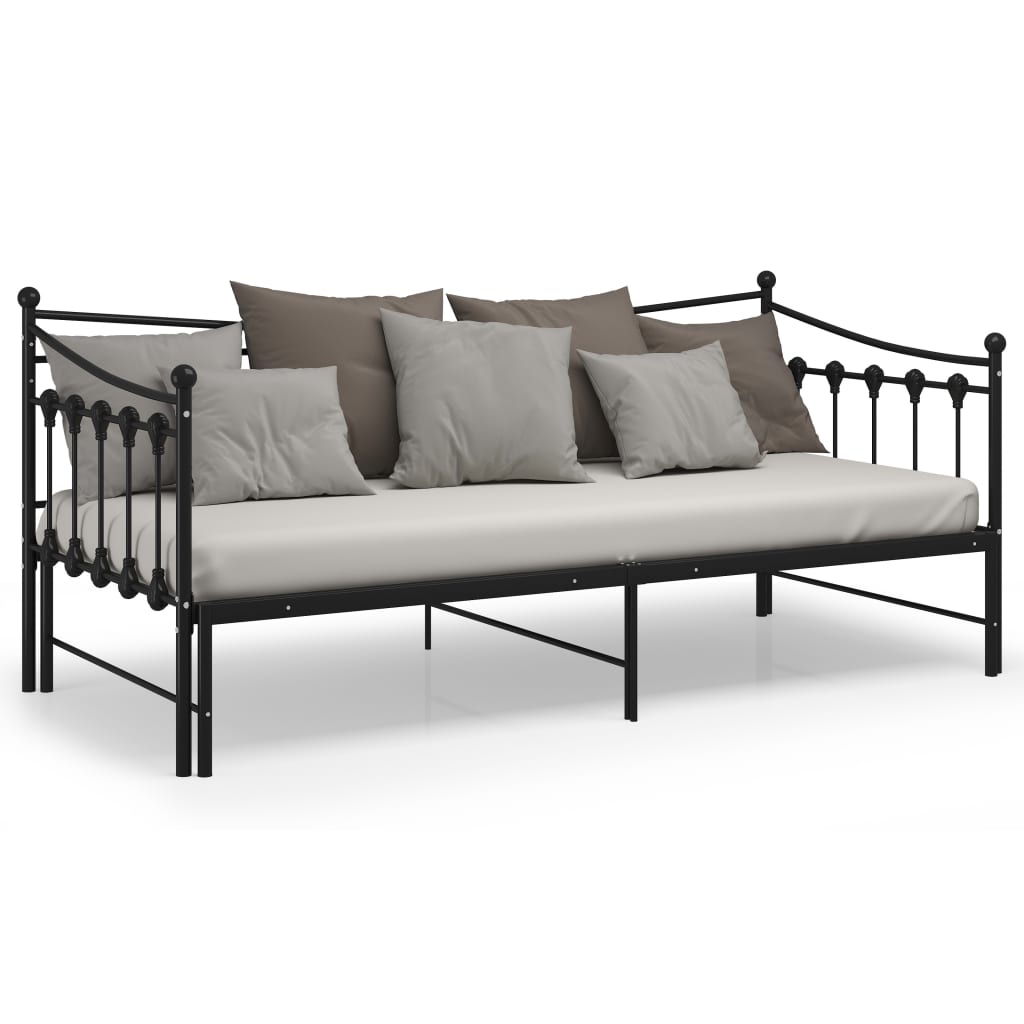 sengestel til udtræksseng 90x200 cm metal sort