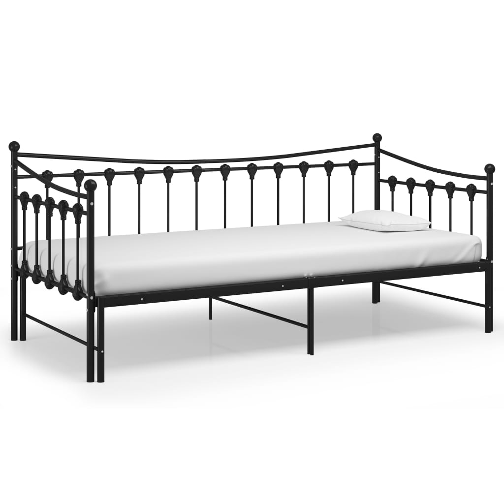 sengestel til udtræksseng 90x200 cm metal sort