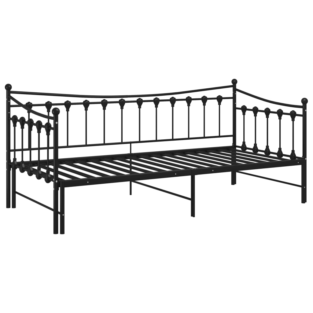 sengestel til udtræksseng 90x200 cm metal sort