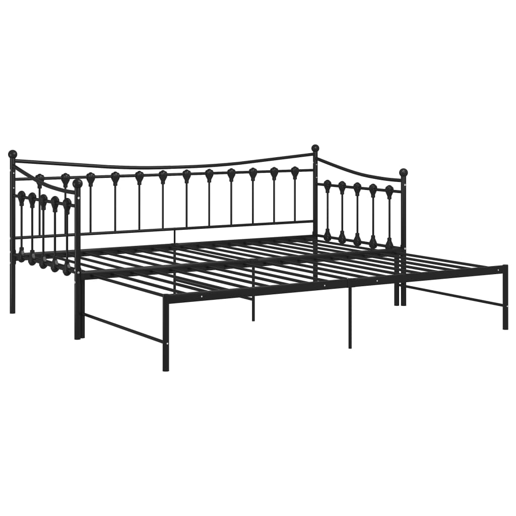 sengestel til udtræksseng 90x200 cm metal sort