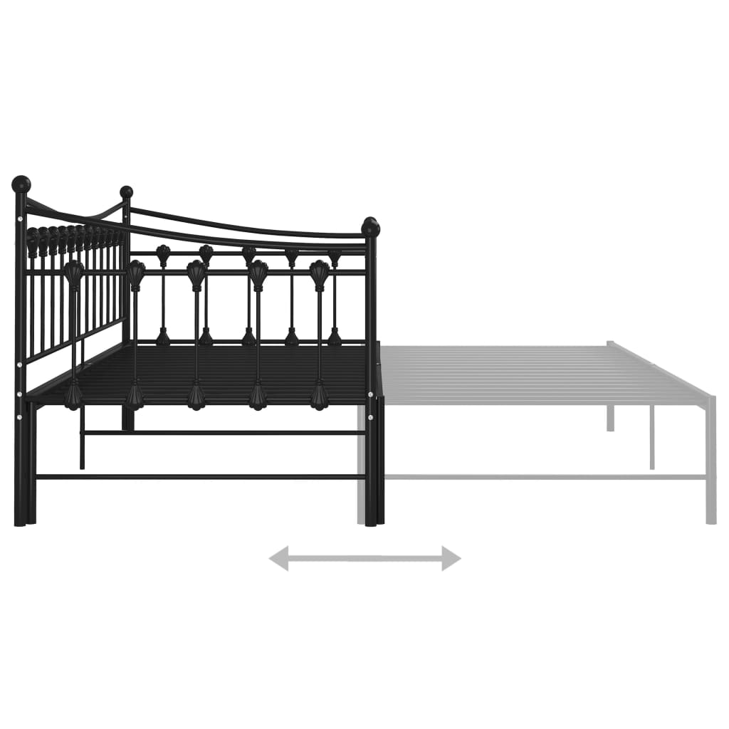 sengestel til udtræksseng 90x200 cm metal sort