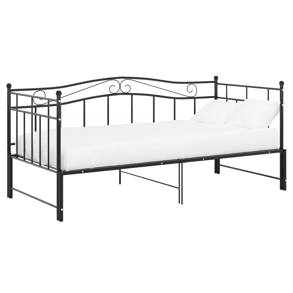 sengestel til udtræksseng 90x200 cm metal sort
