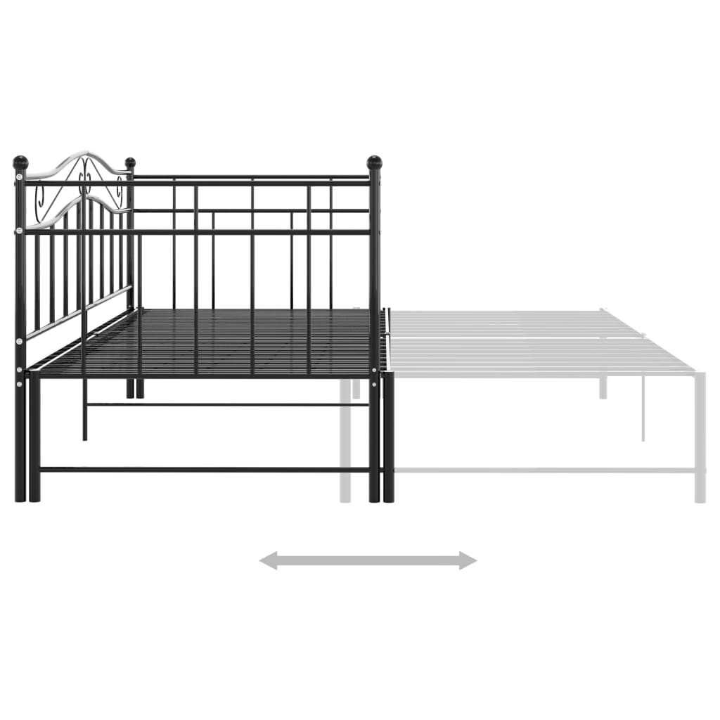 sengestel til udtræksseng 90x200 cm metal sort