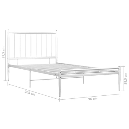sengestel 90x200 cm metal hvid