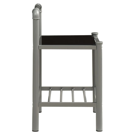 sengeskabe 2 stk. metal og glas grå og sort