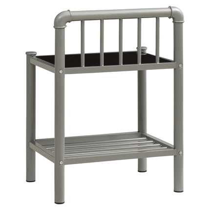 sengeskabe 2 stk. metal og glas grå og sort