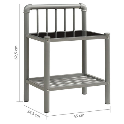 sengeskabe 2 stk. metal og glas grå og sort