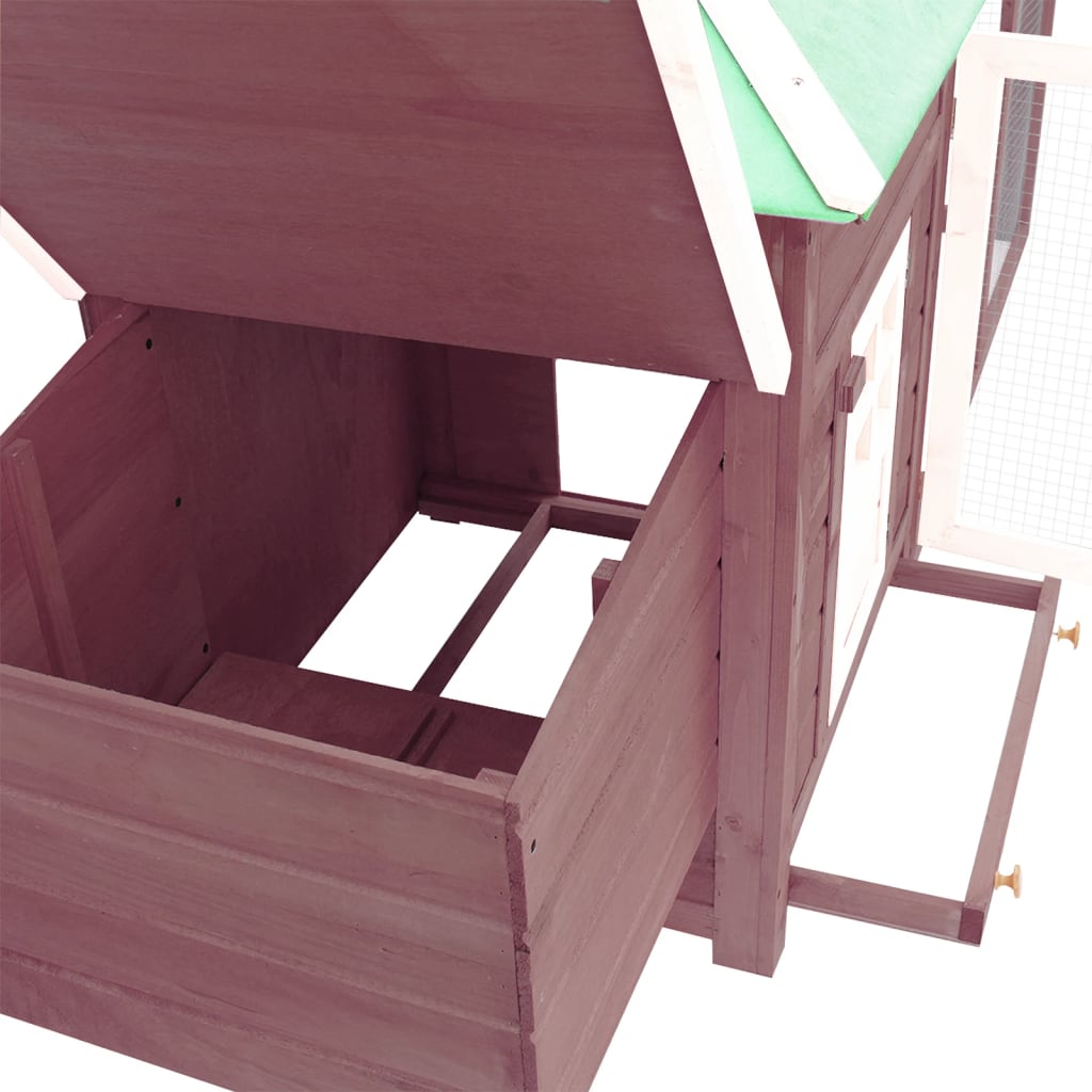 hønsehus med redekasse 190x72x102 cm massivt fyrretræ mokka
