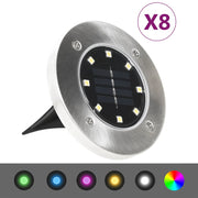 soldrevne LED-nedgravningsspots 8 stk. RGB-farver